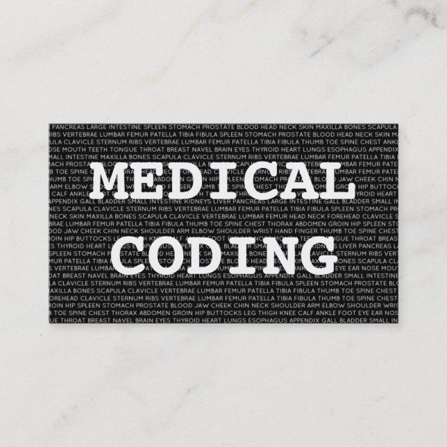 Tarjeta De Visita Palabras médicas de codificación médica (Anverso)