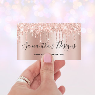 Tarjeta De Visita Pale Rose Gold Glitter Drips Ombre Tienda en Línea