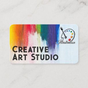 Tarjeta De Visita Paleta de Artista Pinceladas Coloridas Creativ