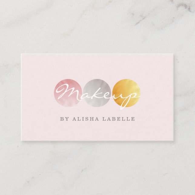 Tarjeta De Visita Paleta de artistas de maquillaje de belleza rosa / (Anverso)