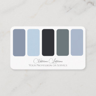 Tarjeta De Visita Paleta de colores de tonos grises azules caligrafí