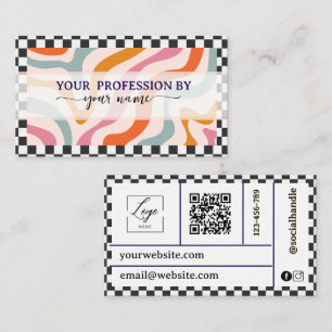 Tarjeta De Visita Paleta de colores retro a cuadros minimalista