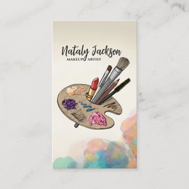 Tarjeta De Visita Paleta de herramientas de maquillaje artístico (Anverso)