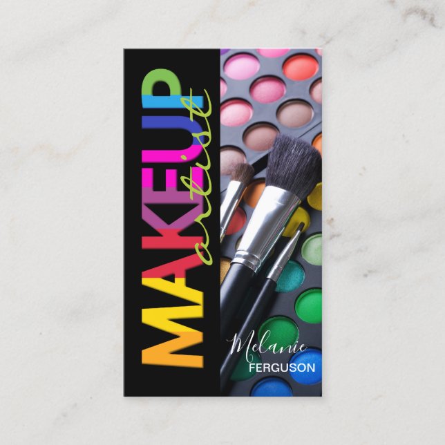 Tarjeta De Visita Paleta de maquillaje brillante y divertida con bro (Anverso)