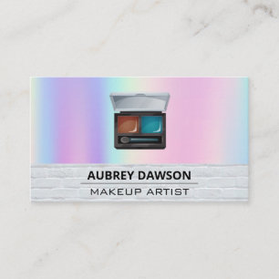 Tarjeta De Visita Paleta de maquillaje y pincel   Mezcla arcoiris