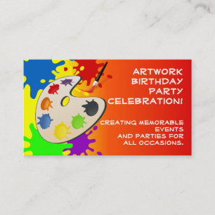 Tarjeta De Visita Paleta de Pintura de Arte Colorida Fiesta de Cumpl