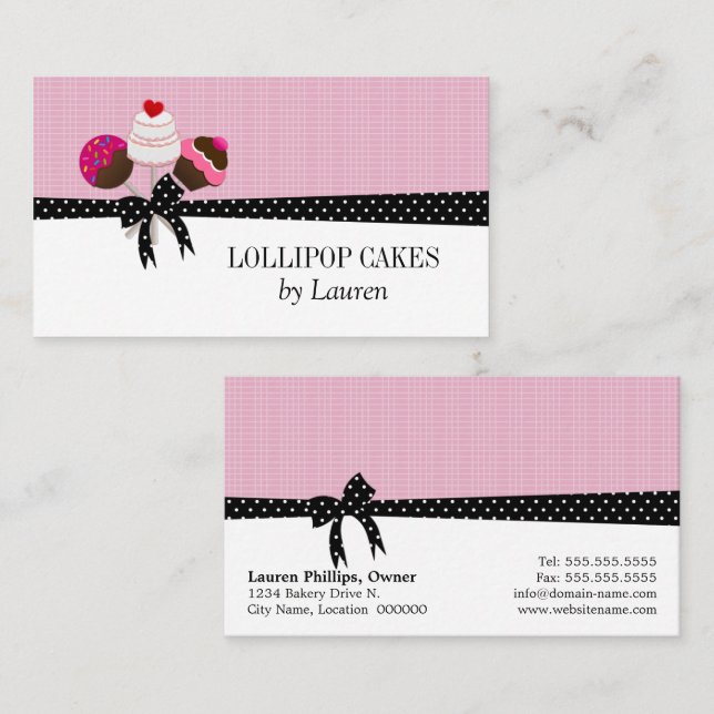 Tarjeta De Visita Paletas de Pastel Rosadas (Anverso / Reverso)