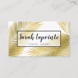 Tarjeta De Visita Palm de oro tropical deja un diseño elegante
