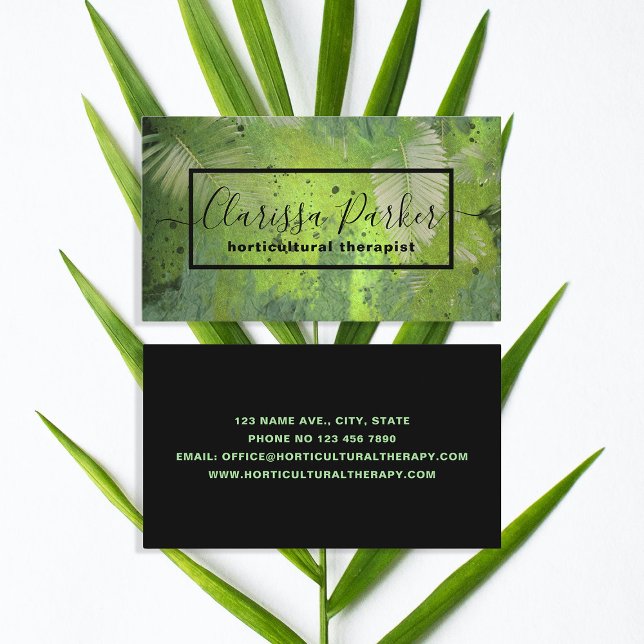 Tarjeta De Visita Palm exótica tropical verde deja profesional (Subido por el creador)