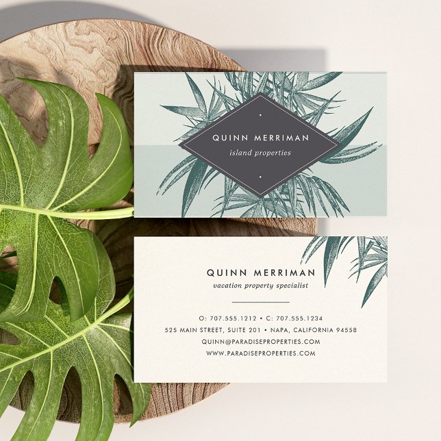 Tarjeta De Visita Palm Frond Tropical (Subido por el creador)