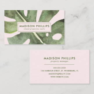 Tarjeta De Visita Palm Leaf Beach Vacation Rental Property Realtor