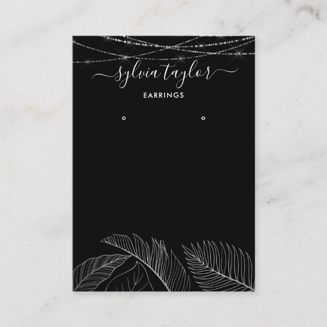 Tarjeta De Visita Palm Monstera Leaf Earring frame display add logo (Anverso)