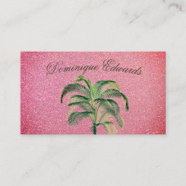 Tarjeta De Visita Palm Tree Pink Miami Marble Profesional