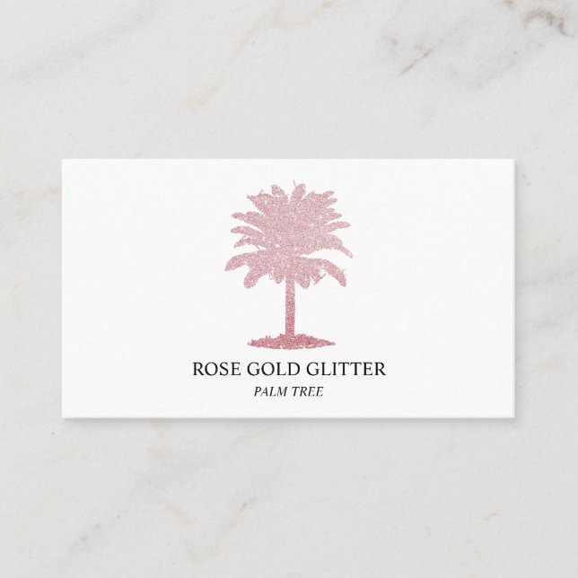 Tarjeta De Visita Palm Tree Rosa Oro purpurina rosa Elegante (Anverso)