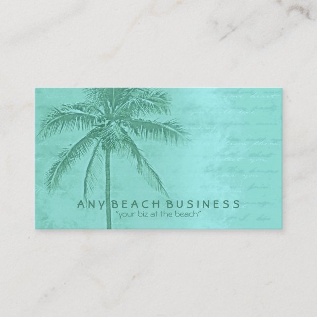 Tarjeta De Visita Palm Tree tropical Aqua Green (Anverso)
