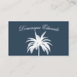 Tarjeta De Visita Palm Tree Tropical Blue White Professional