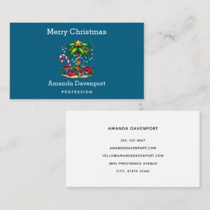 Tarjeta De Visita Palm Tree Tropical Feliz Navidad