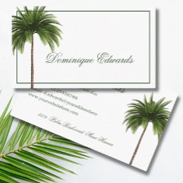 Tarjeta De Visita Palm Tree Tropical Green Stylish Profesional