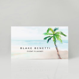 Tarjeta De Visita Palm Tree Watercolor Tropical