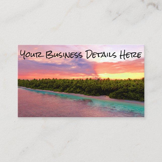Tarjeta De Visita Palm Trees Island Beach Sunset en las Maldivas Tro (Anverso)