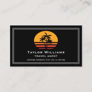Tarjeta De Visita Palm Trees Sunset Tropical Beach Fun Travel Agent
