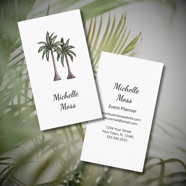 Tarjeta De Visita Palm Trees Tropicales Botánicas Modernas (Subido por el creador)