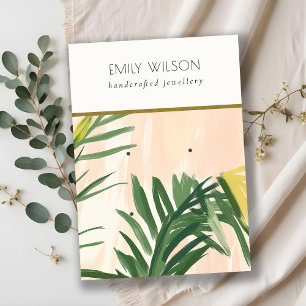Tarjeta De Visita Palm tropical verde Boho Rubor 2 saltos