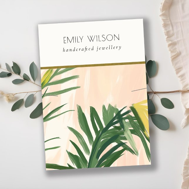Tarjeta De Visita Palm tropical verde verde Boho Rubor deja collar (Subido por el creador)