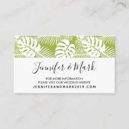 Tarjeta De Visita Palm verde deja sitio web de Boda de selva tropica