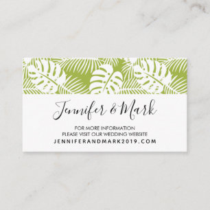 Tarjeta De Visita Palm verde deja sitio web de Boda de selva tropica