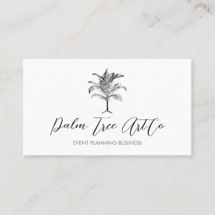 Tarjeta De Visita Palma de árbol clásica simple blanca