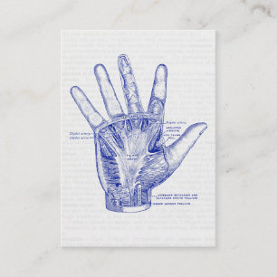 Tarjeta De Visita Palma vieja del dibujo de la anatomía de la mano