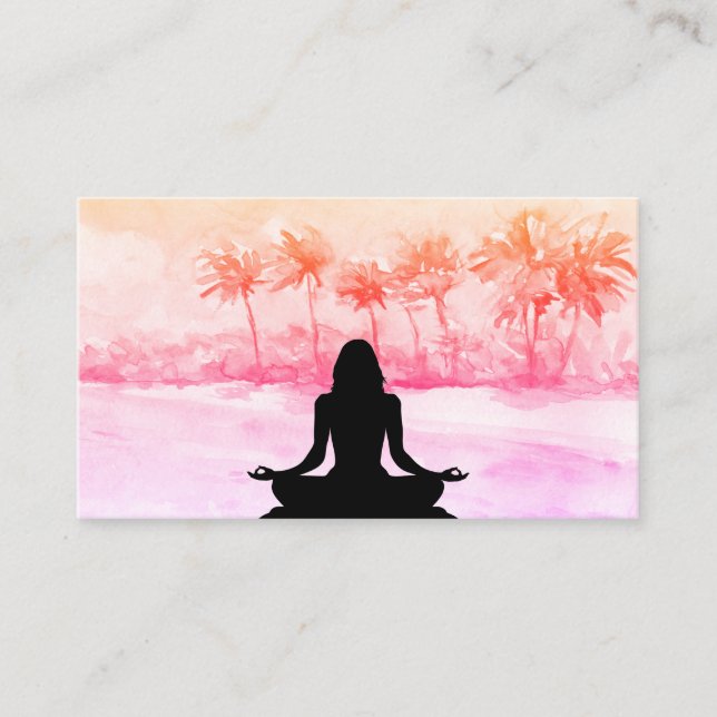 Tarjeta De Visita *~* Palmas Mar Océano Mentalidad Meditación Yoga (Anverso)