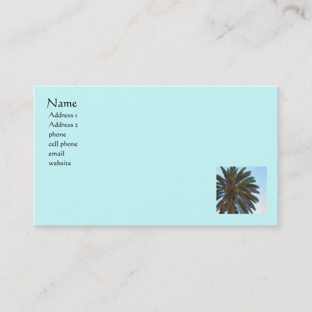 Tarjeta De Visita palmera (Anverso)