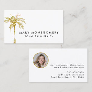 Tarjeta De Visita Palmera Dorada Tropical Moderna Foto Profesional
