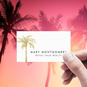Tarjeta De Visita Palmera Dorada Tropical Moderna Profesional