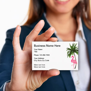Tarjeta De Visita Palmera Flamenco Tropical