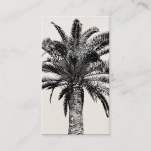 Tarjeta De Visita Palmera tropical retra de la isla en blanco y