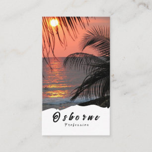 Tarjeta De Visita Palmeras al Atardecer