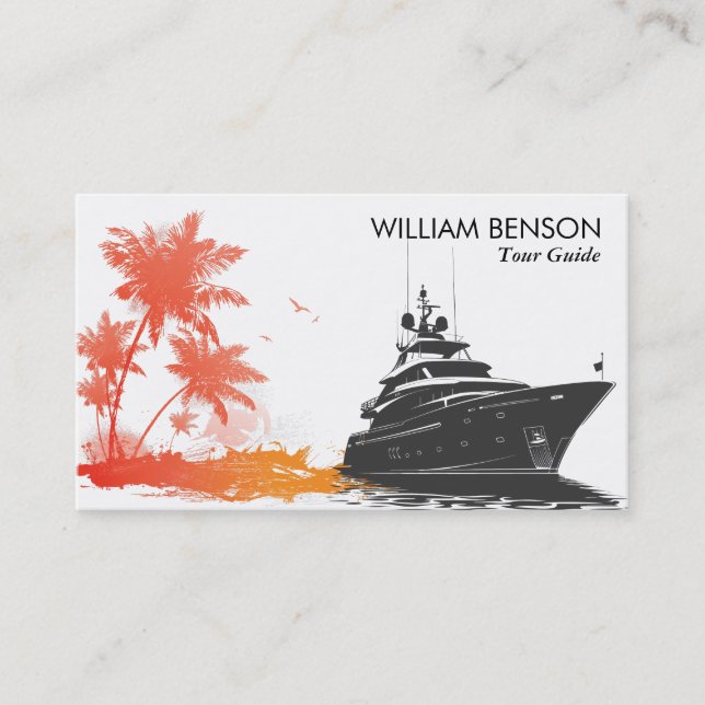 Tarjeta De Visita Palmeras | Barco de crucero (Anverso)