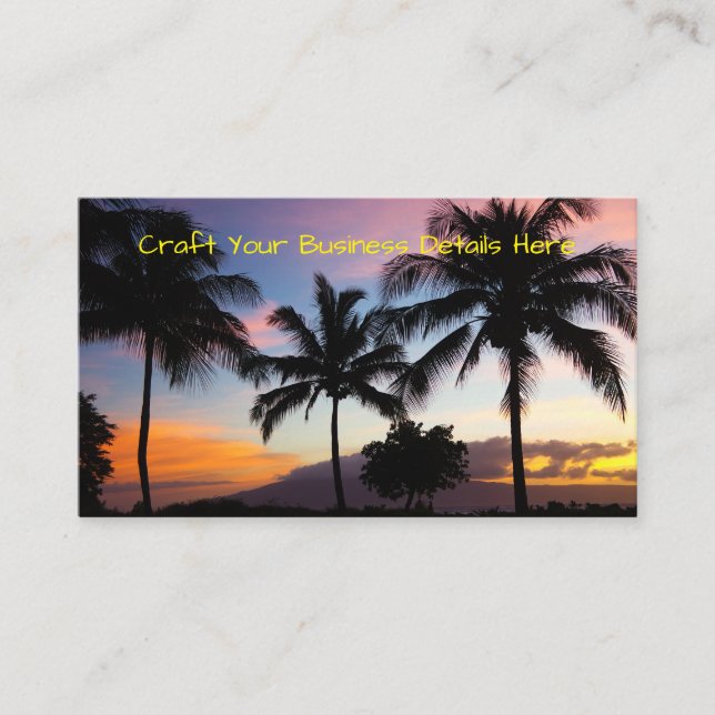 Tarjeta De Visita Palmeras Maui Hawaiian Sunset (Anverso)