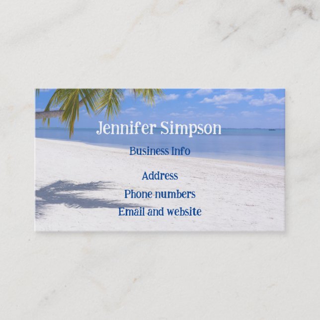 Tarjeta De Visita Palmeras personalizados Tropical Beach Ocean (Anverso)