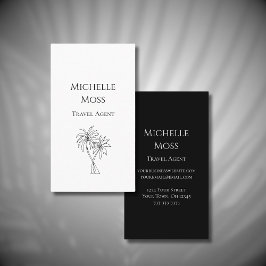 Tarjeta De Visita Palmeras tropicales modernas dibujando blanco negr