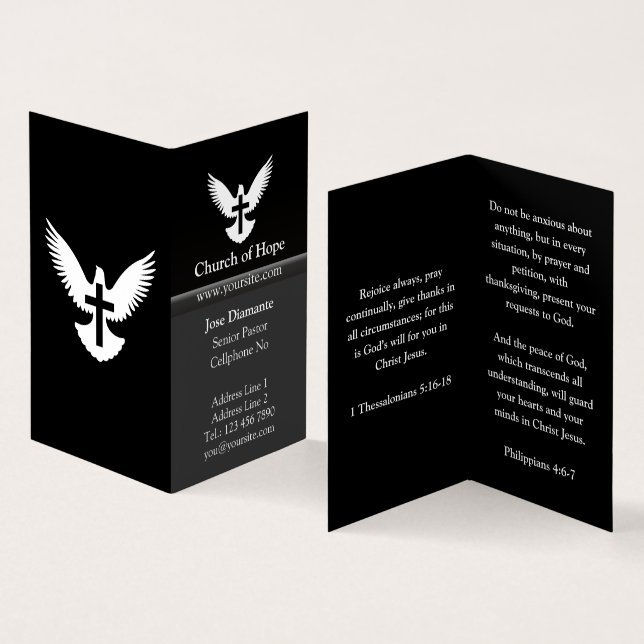 Tarjeta De Visita Palo con cruzado negro vertical plegado (Interior y exterior)