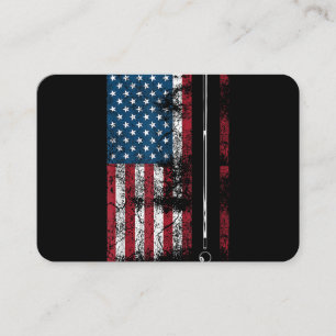 Tarjeta De Visita Palo de billar con bandera americana divertido jue