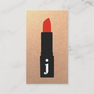 Tarjeta De Visita Palo de labios de artista de belleza monograma de
