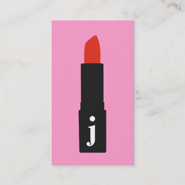 Tarjeta De Visita Palo de labios de artista de belleza monograma ros (Anverso)