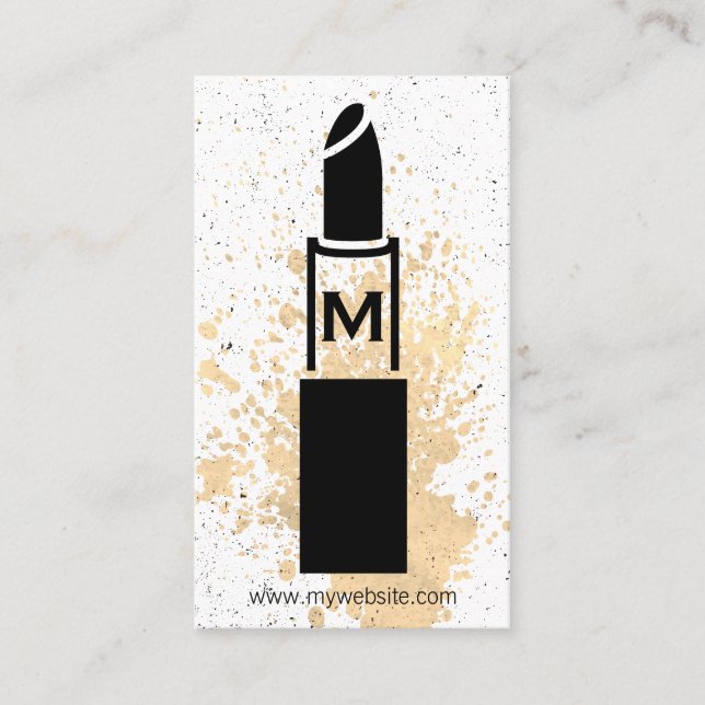 Tarjeta De Visita Palo de labios monogramo / maquillador (Anverso)