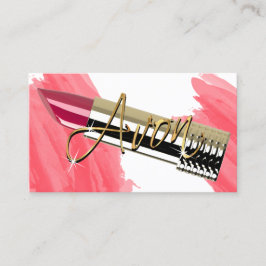 Tarjeta De Visita Palo de labios rojo y oro