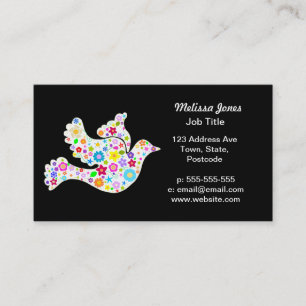 Tarjeta De Visita Paloma blanca de flores